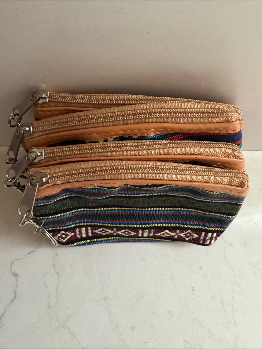 NWOT- bundle of 4. Artesanal Handwoven cambas multicolor Coin Pouch Keychain